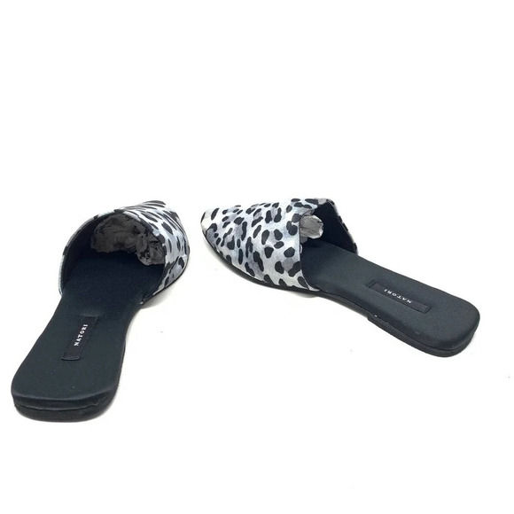 Natori Adore Satin Leopard Print Mules Black Gray Size US 7 - Picture 9 of 12